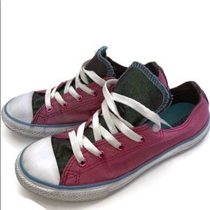 CONVERSE girls pink and green size 3 big girl